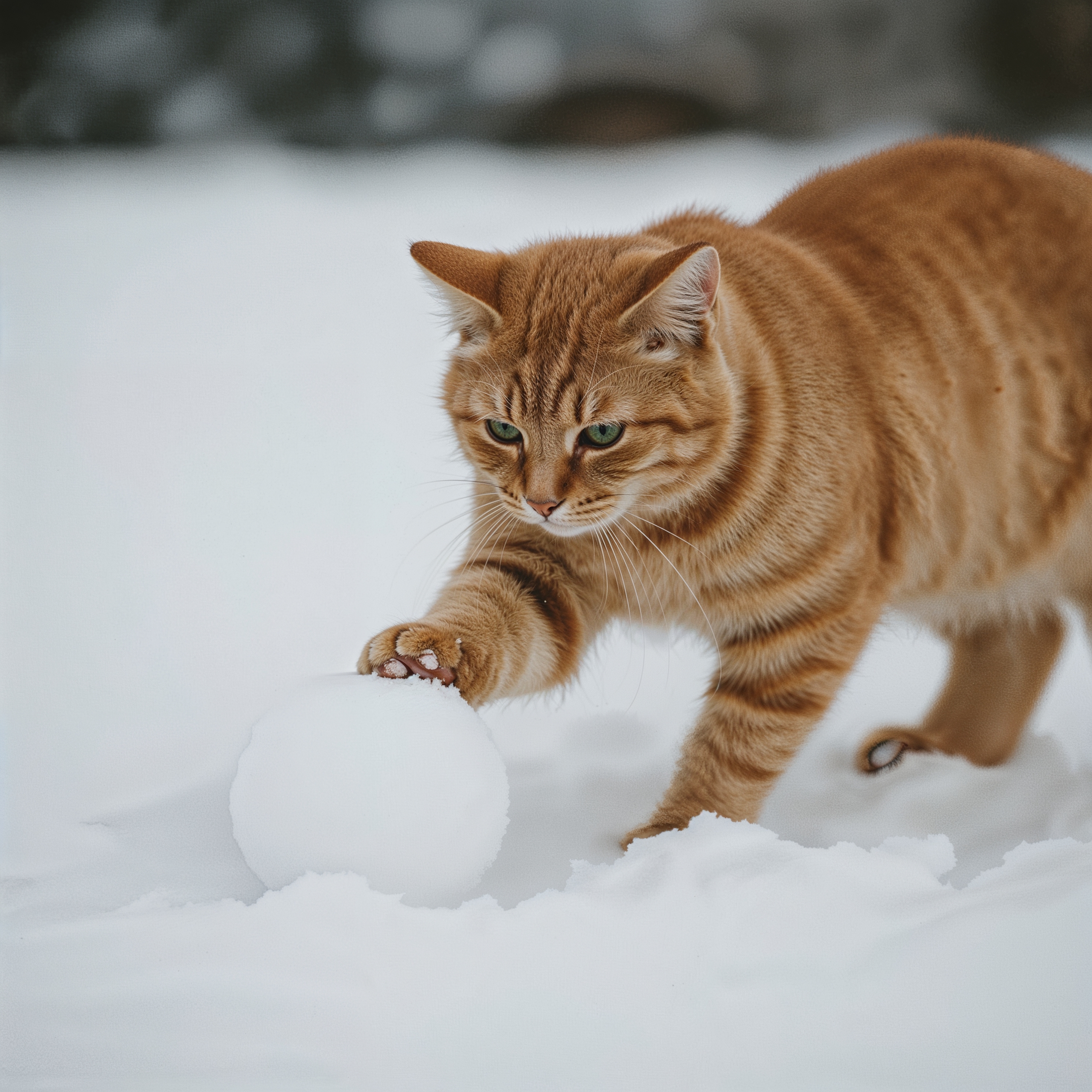 Leonardo Phoenix with the prompt "an orange cat standing on a blue basketball with the text PAWS"