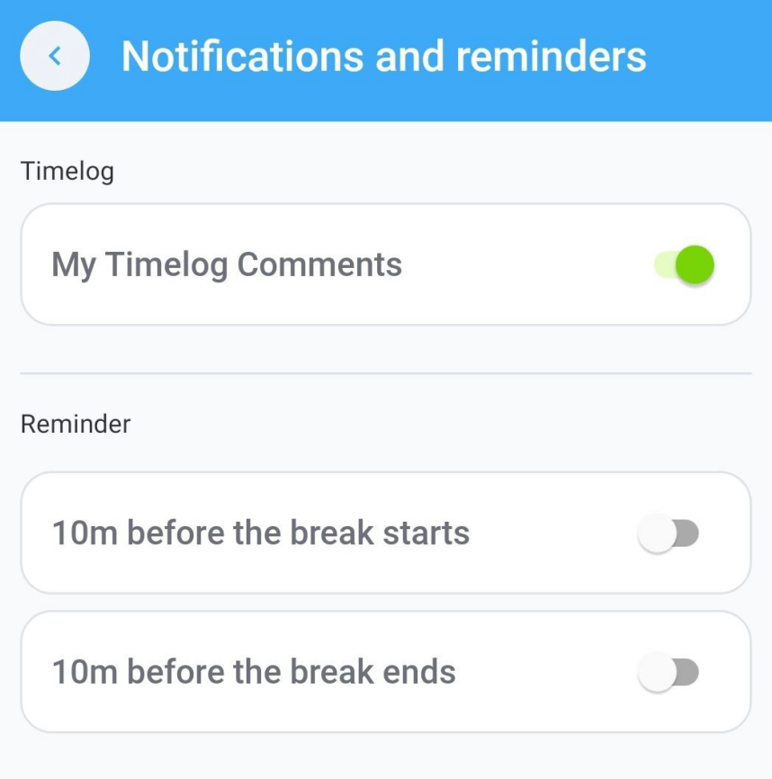 Notification settings