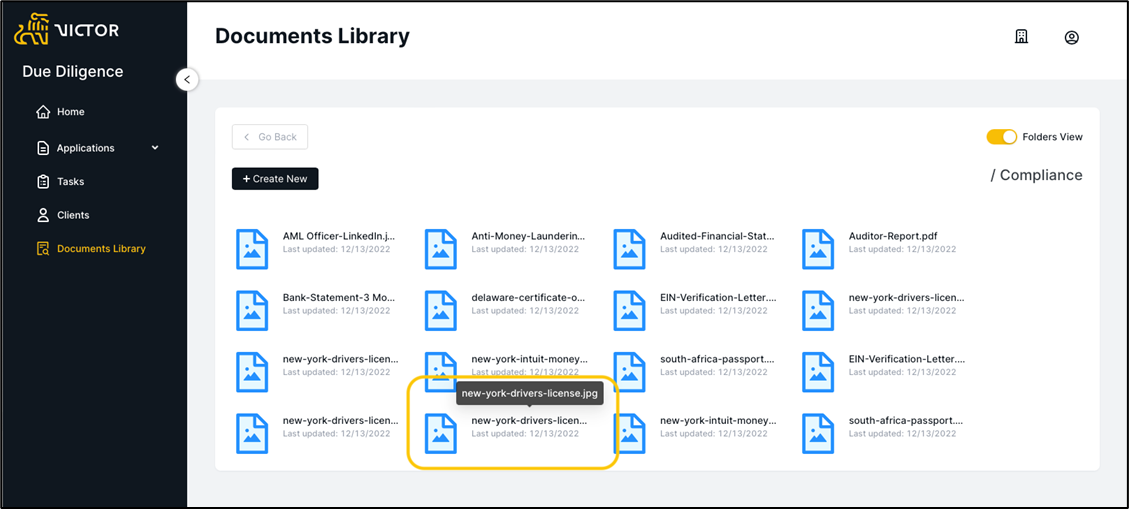 Figure 18. Documents Library Item Selection