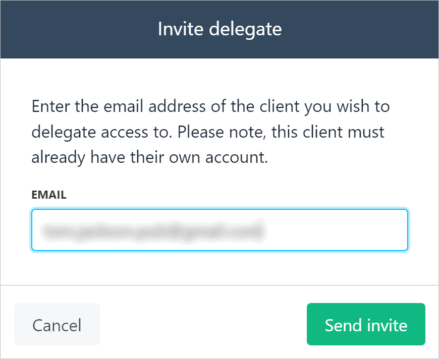 Enter delegate email