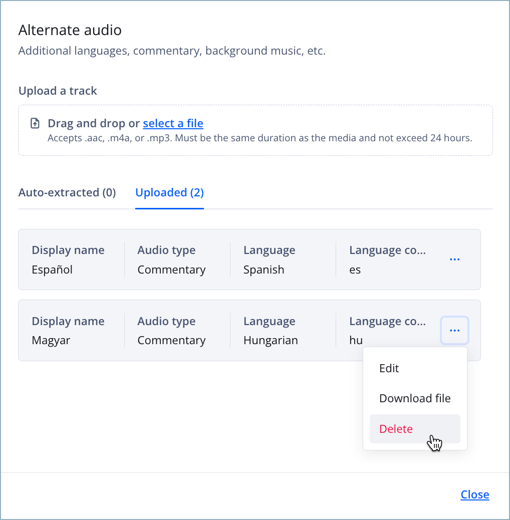 Deleting an audio track