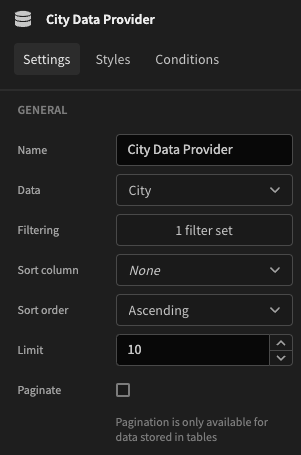 Adding a Data provider to be used by the 'Cities' relationship picker