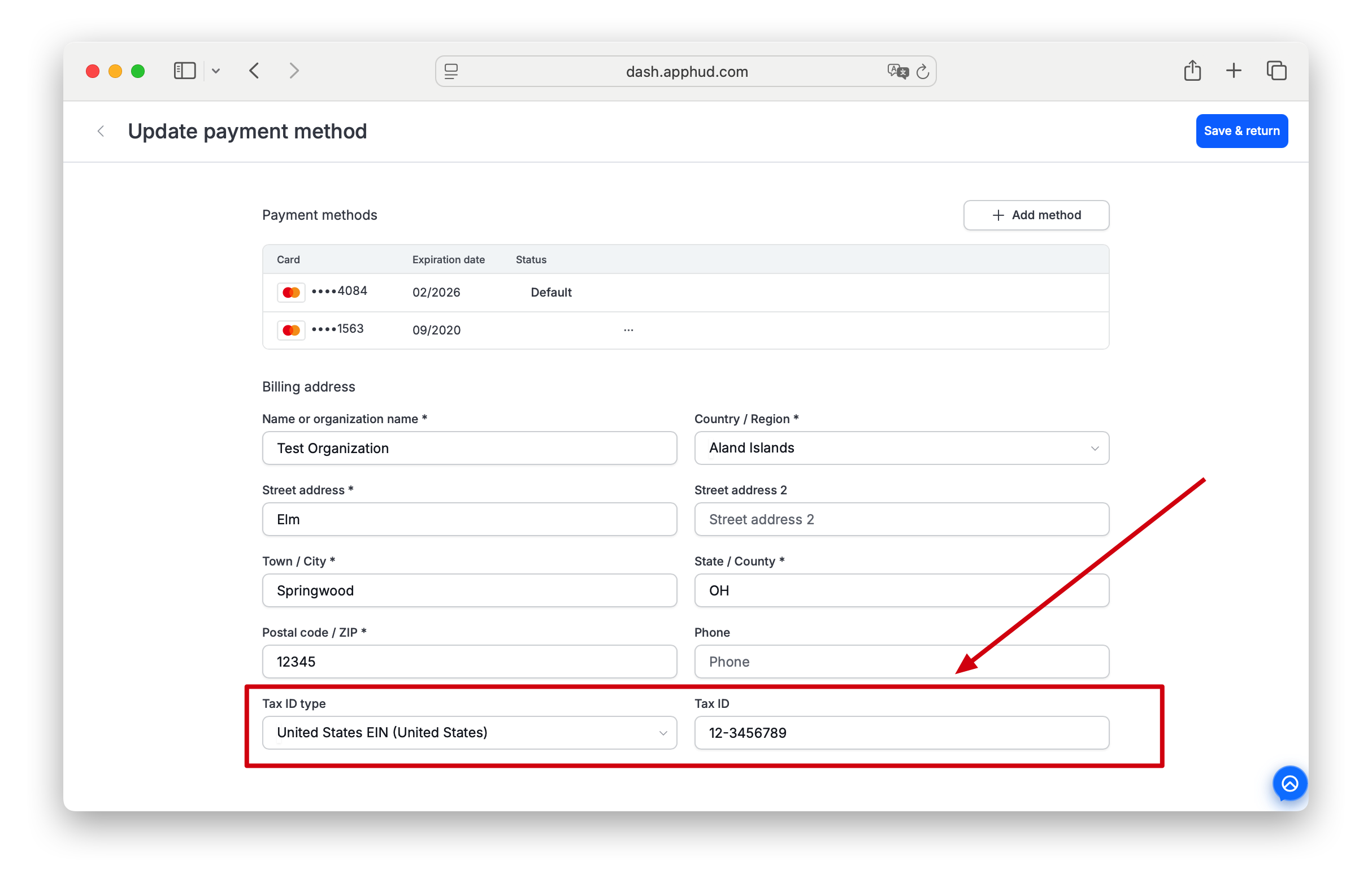 Apphud - Invoice Billed to Info 