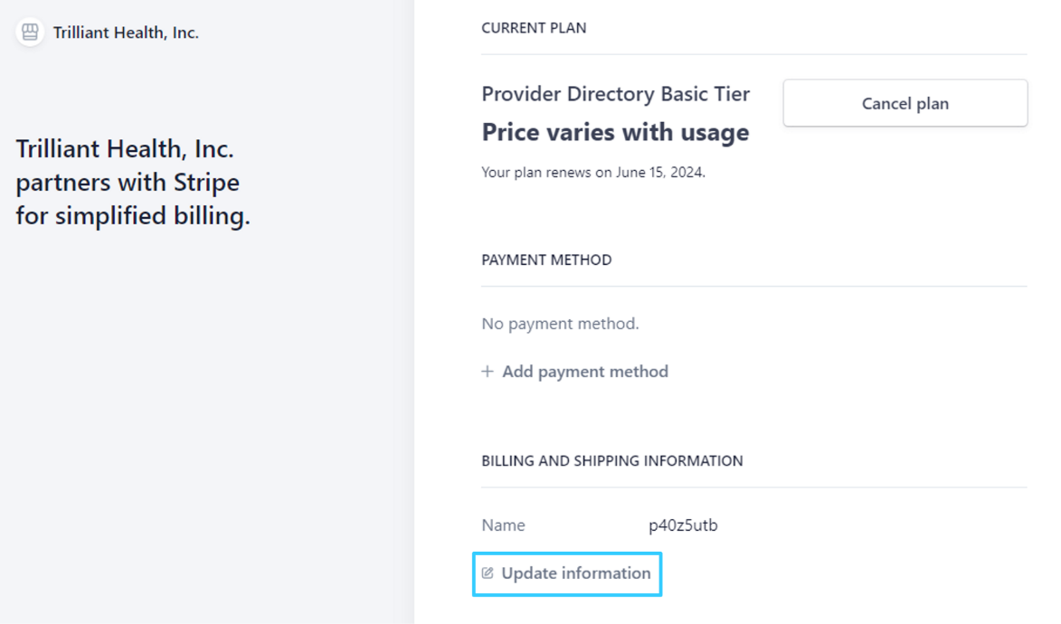 Updating your billing and shipping information