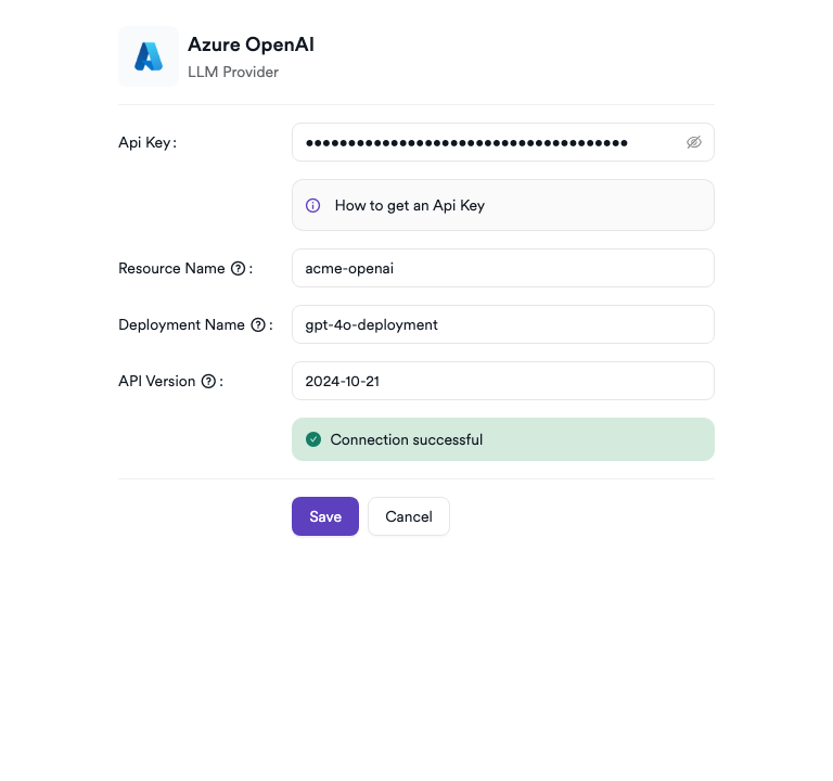 Azure OpenAI settings