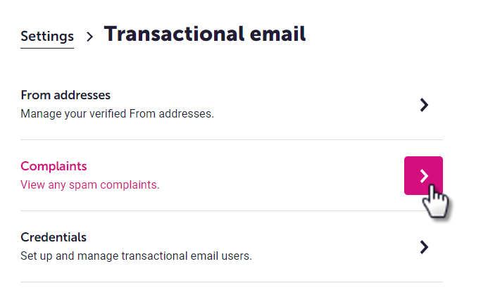Viewing your transactional email complaints