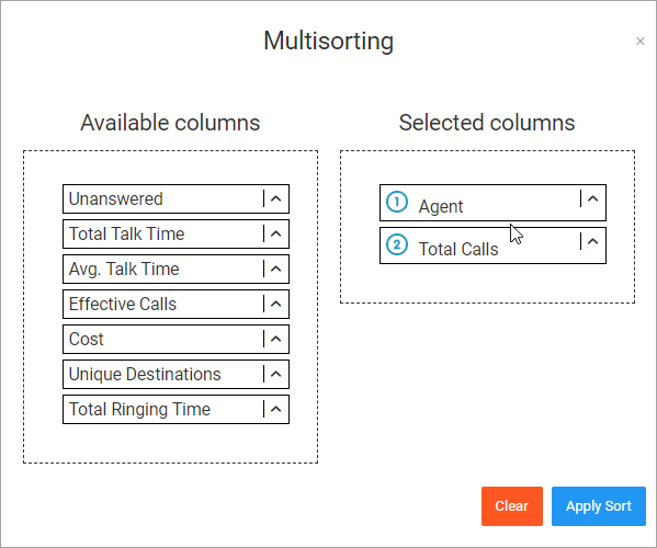 Screenshot of the **Multisorting** section