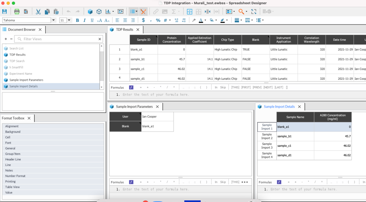 Figure 2. Designing the IDBS E-Workbook Spreadsheet