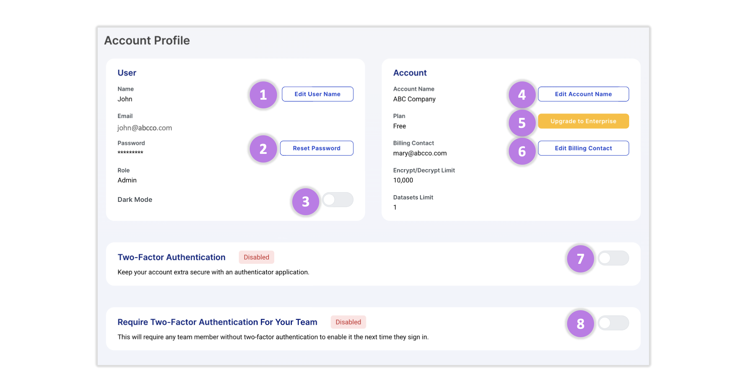 Account Administration Panel