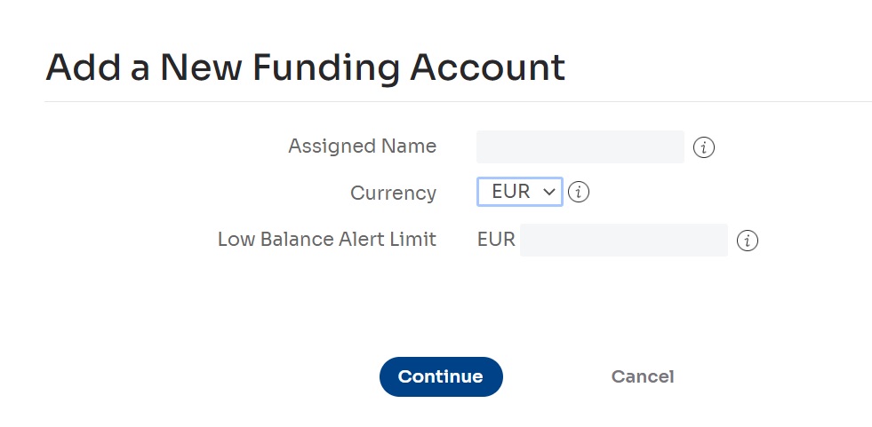 Figure 4: Adding a new funding account