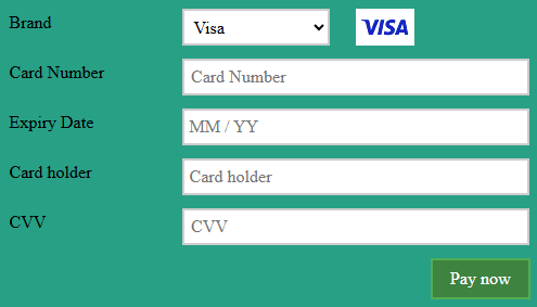 Plain style COPYandPAY form.