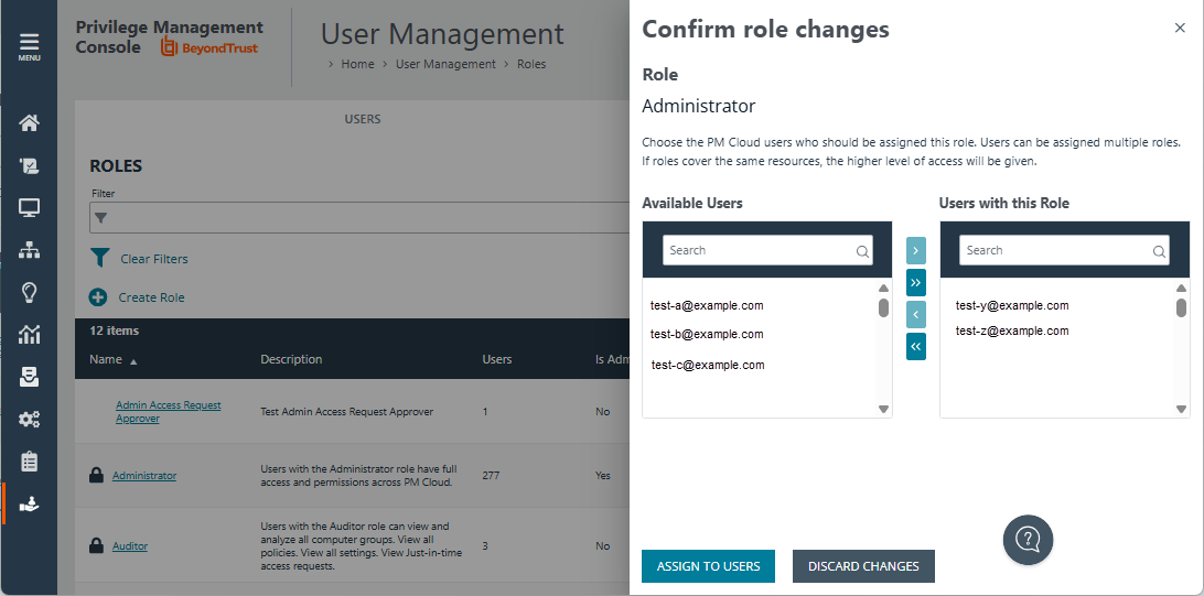 Assign a role to a user in EPM for Windows and Mac