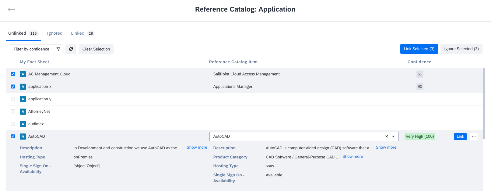 Linking Fact Sheets to Catalog Items in Bulk