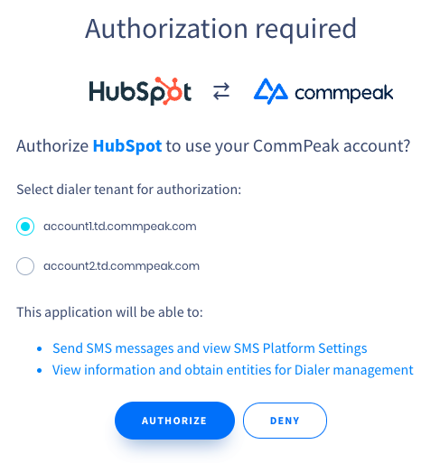 Screenshot with required authorization