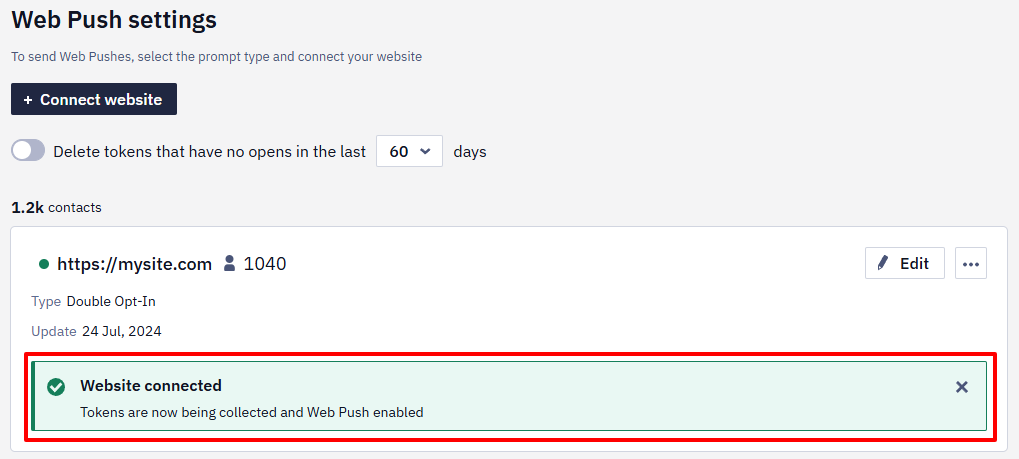 Website connected