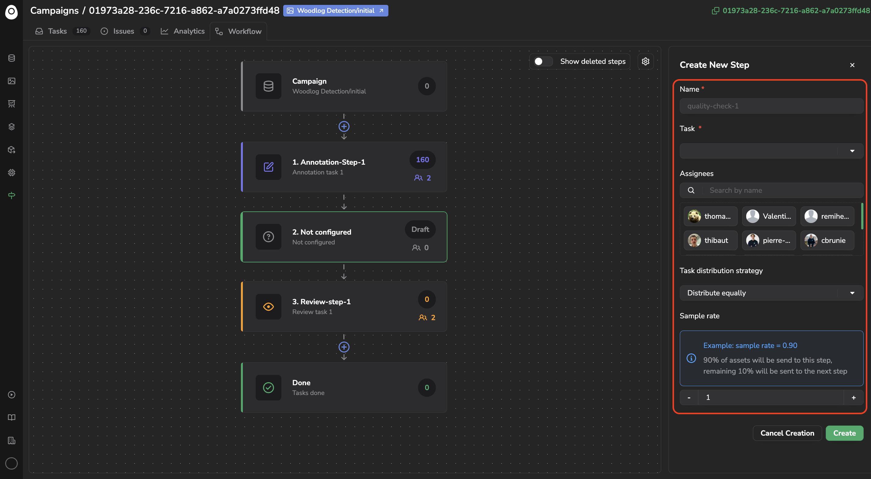 New Step configuration