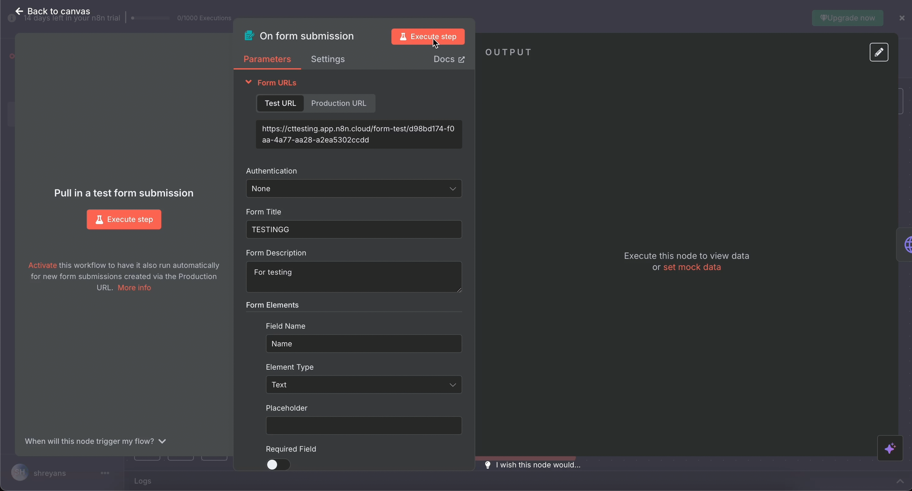 Submit the form to test and capture user data.