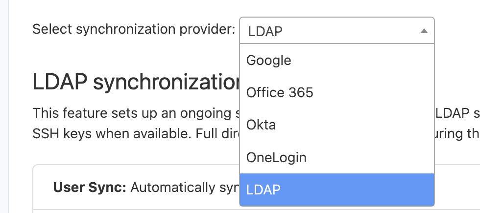 Choose 'LDAP'