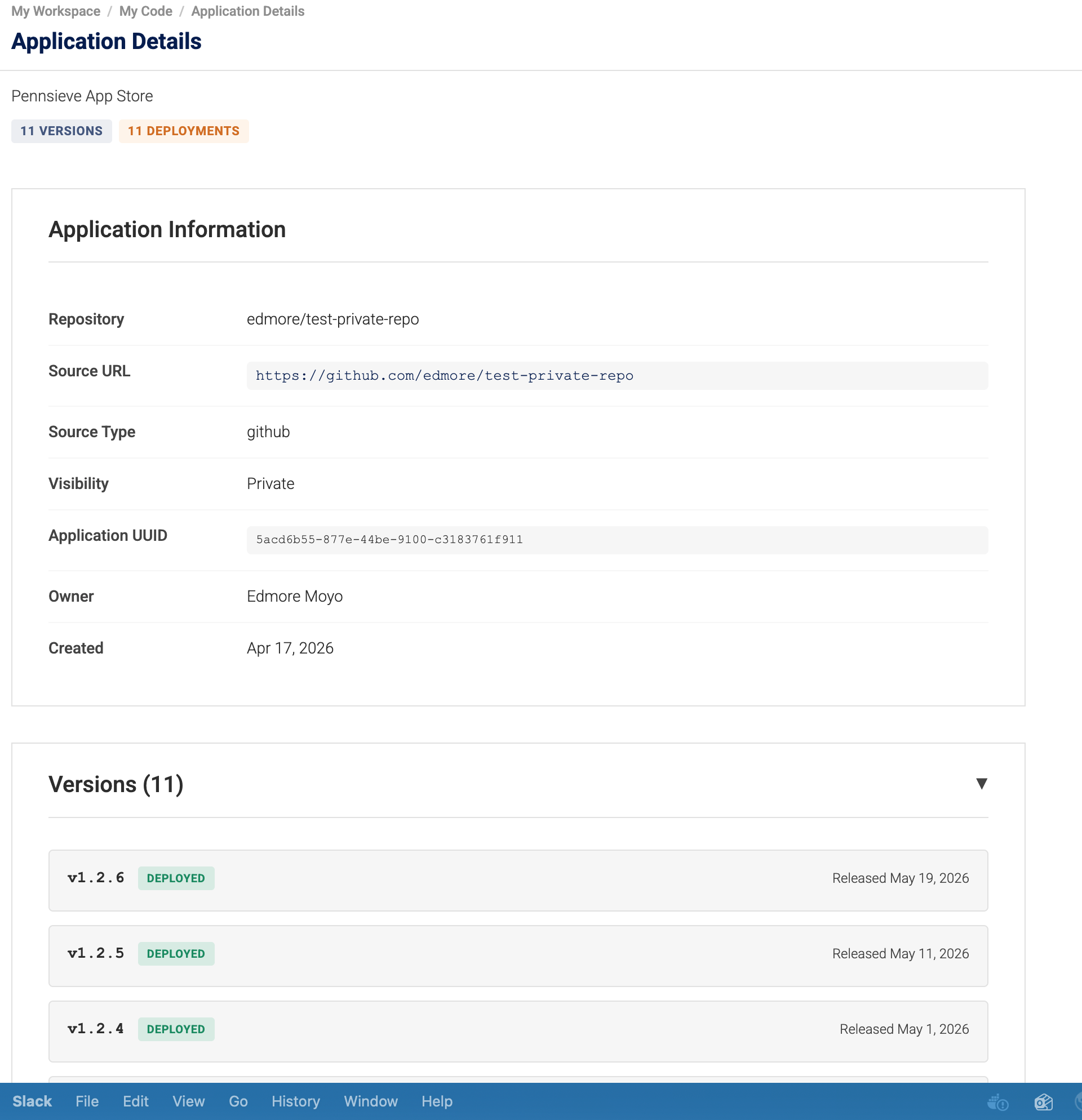 Application Details — Deployed