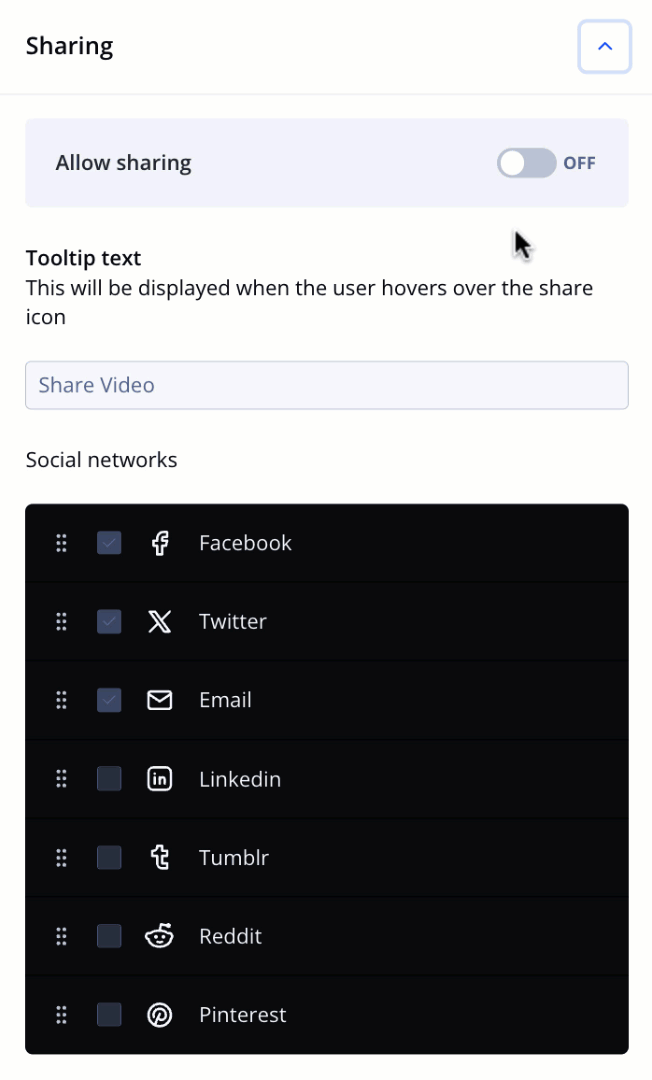 Sharing settings