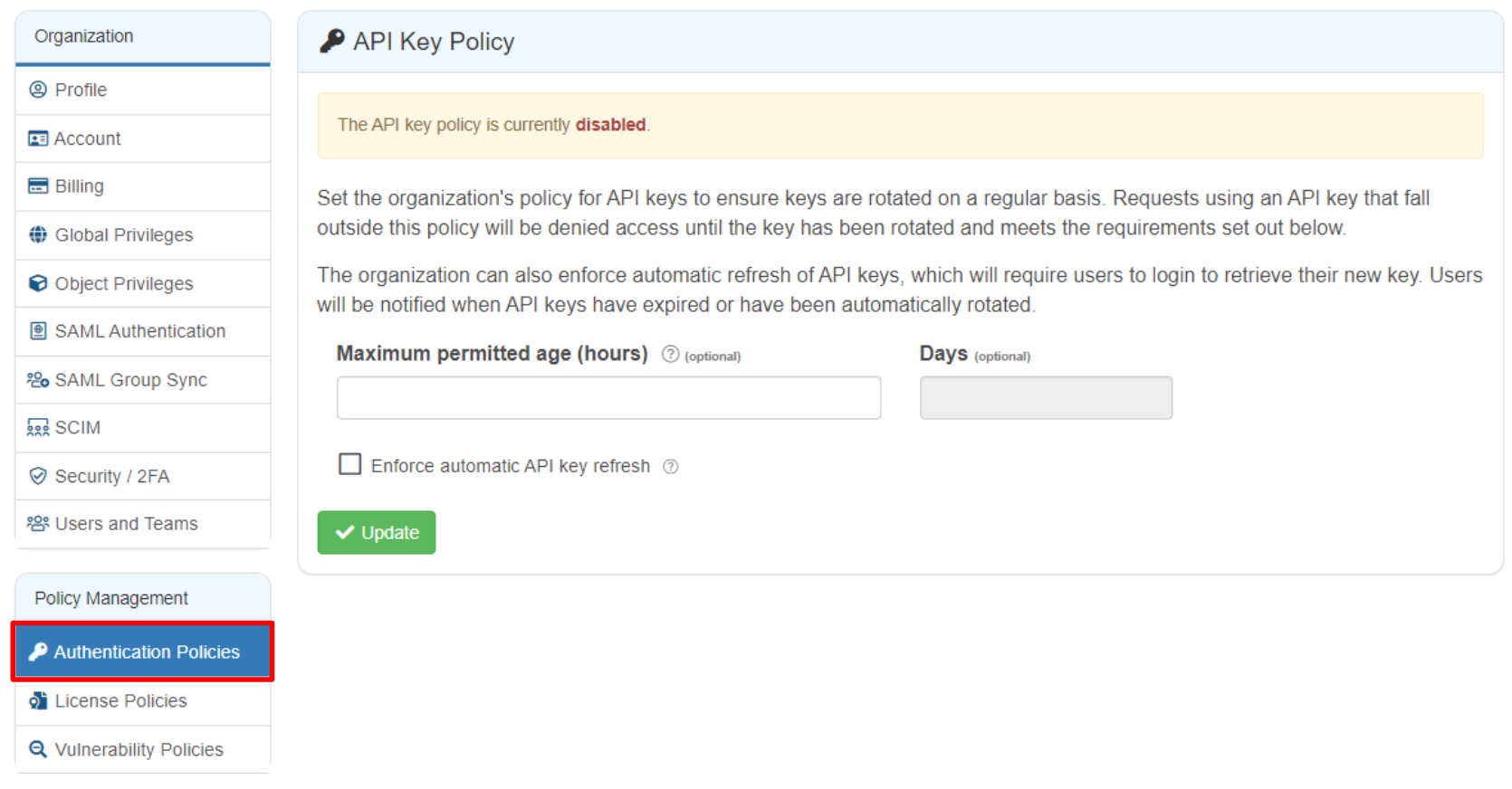 API Key Policy

