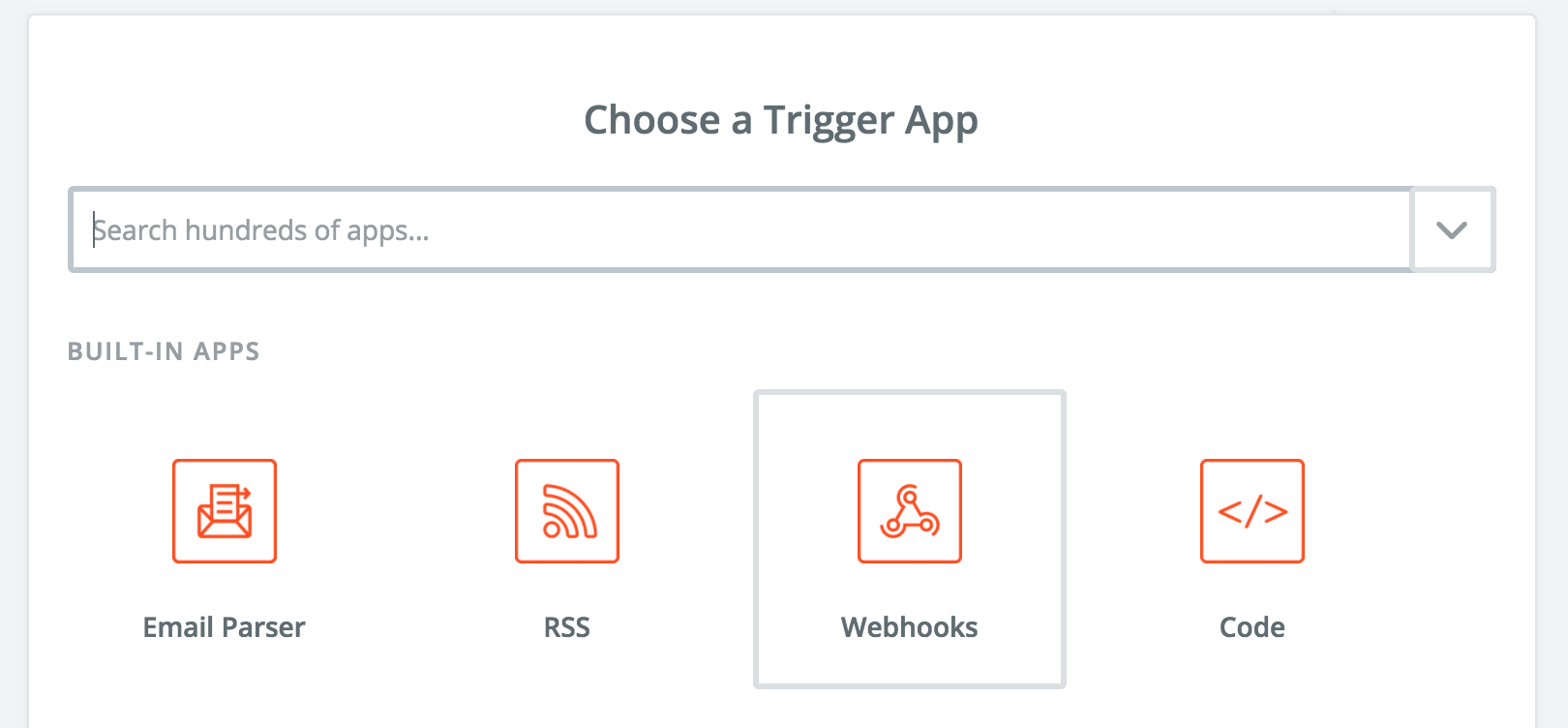 Choosing webhooks as Trigger App