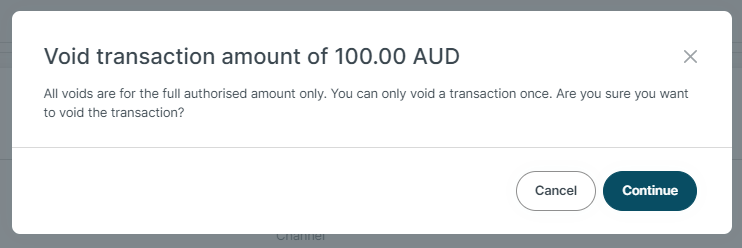 Void transaction screen