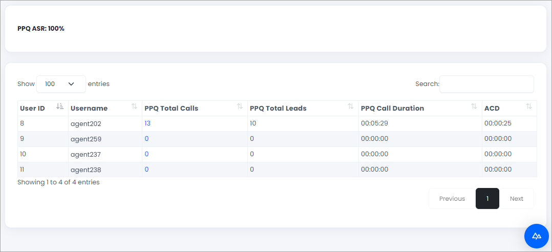 Screenshot of the report output