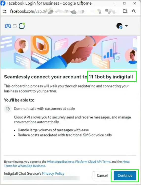 facebook login continue