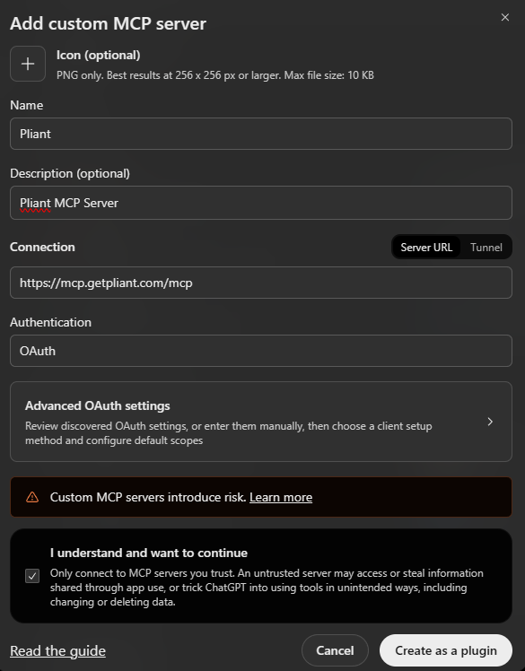 Server name, URL and authentication