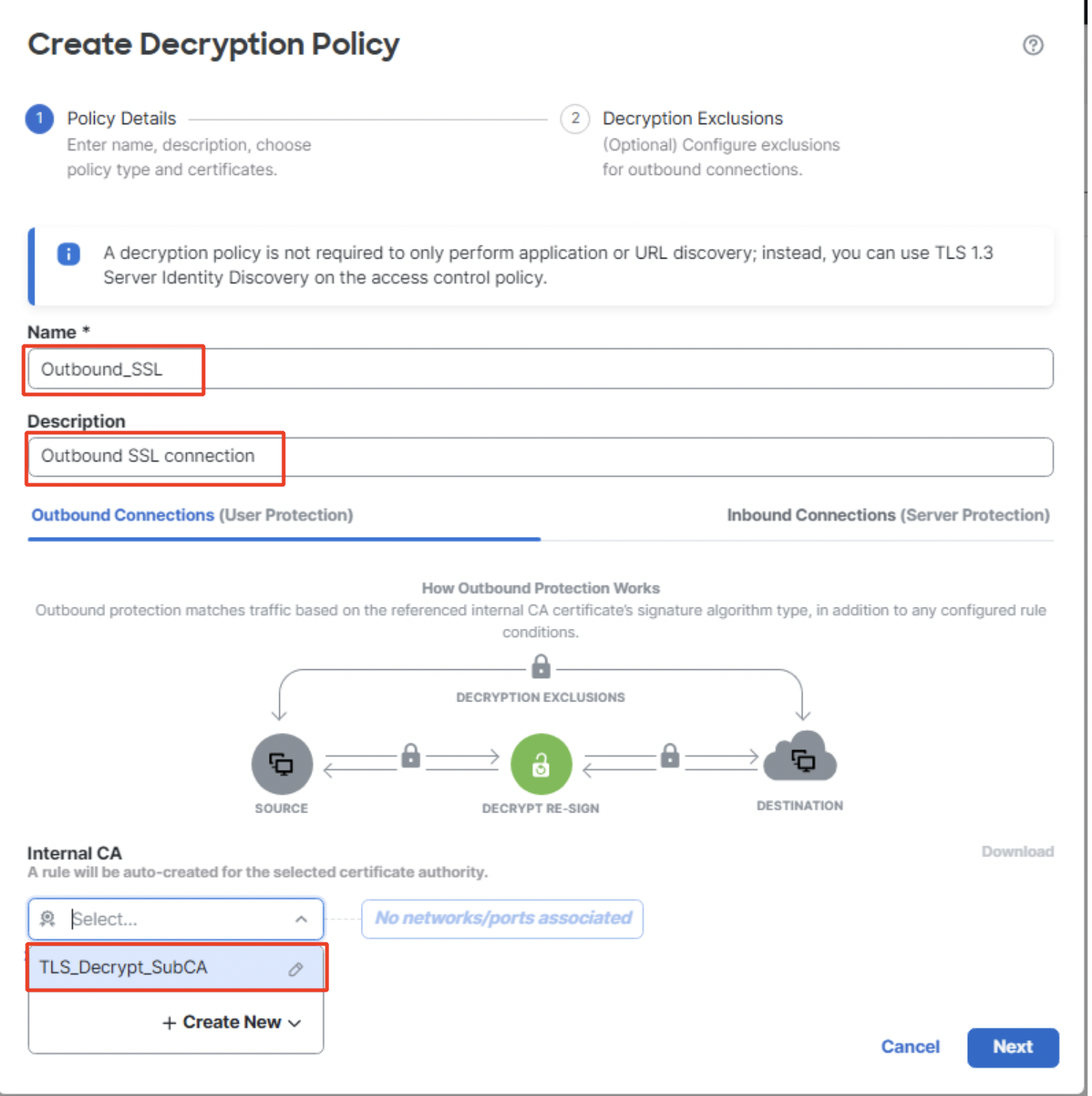 Create Decryption Policy