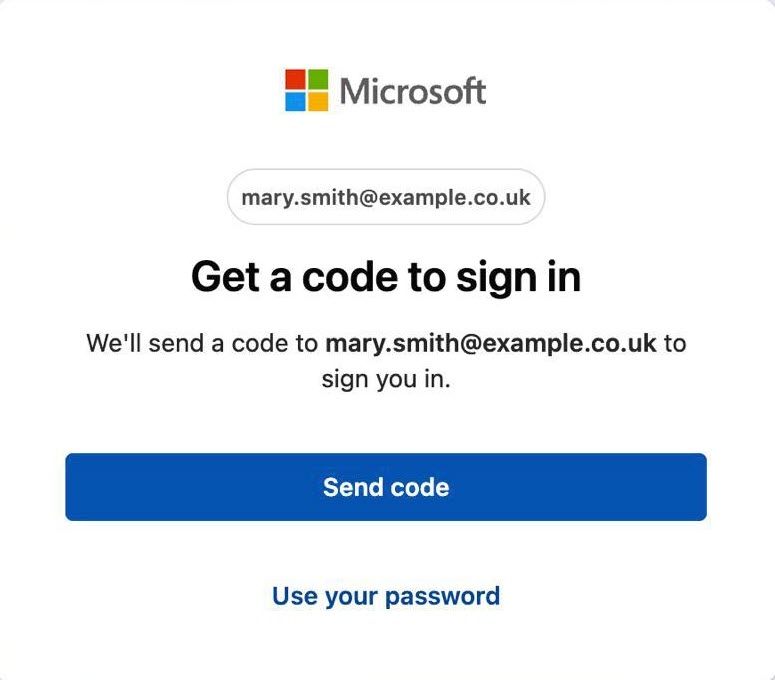 Screenshot with the Microsoft sign in