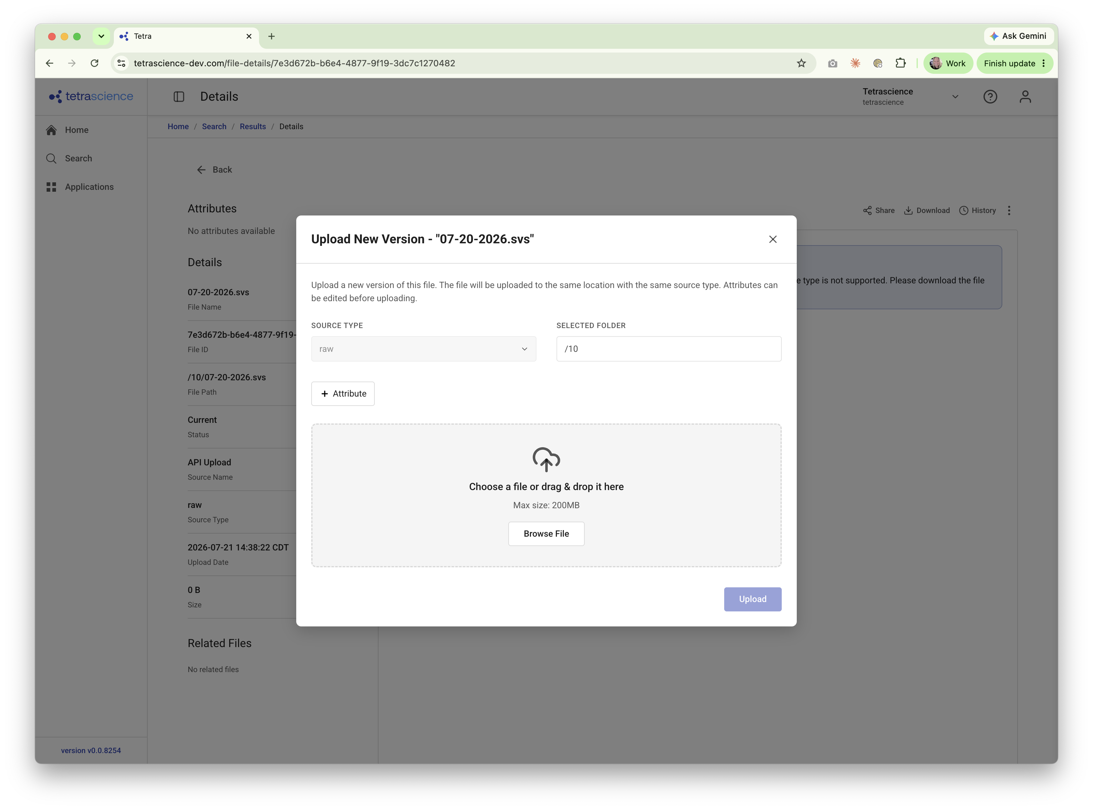 Upload New Version dialog