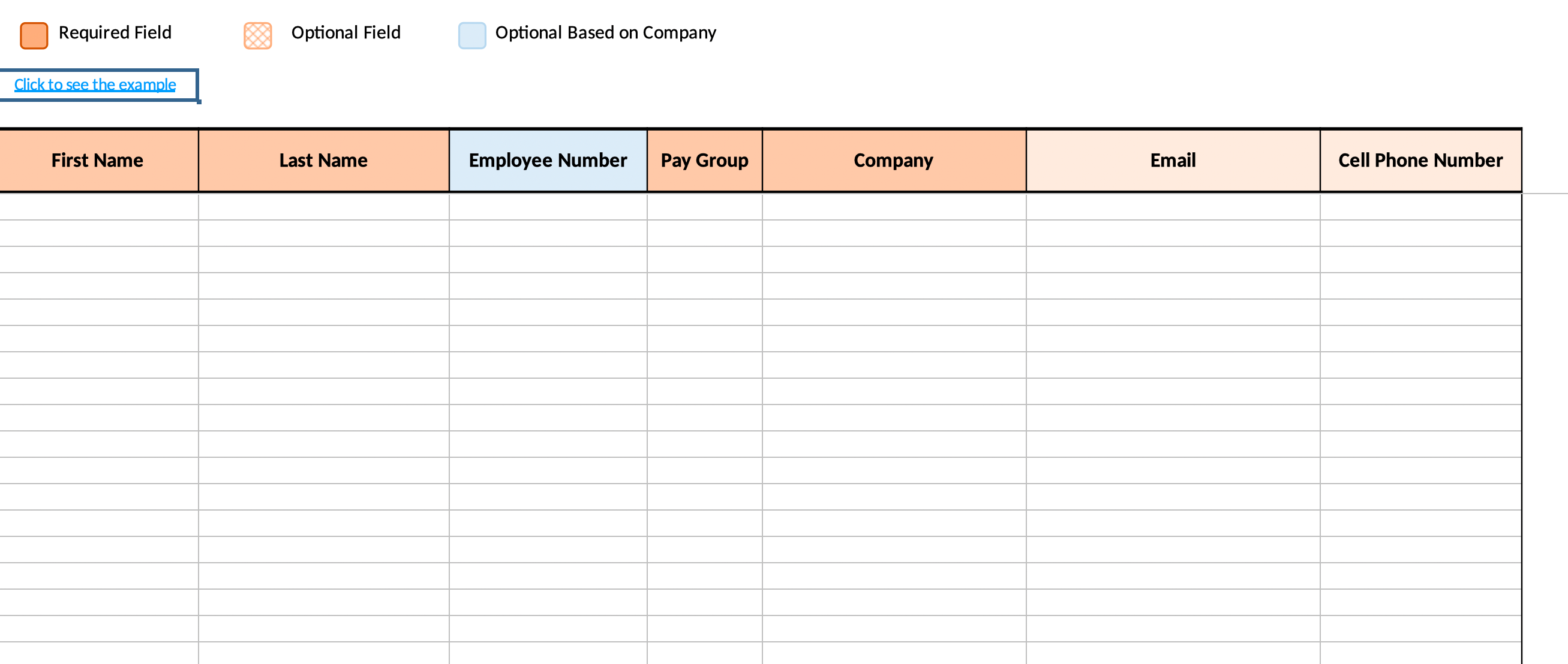 Employee import template