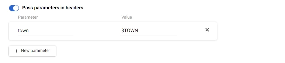 Pass parameters in headers