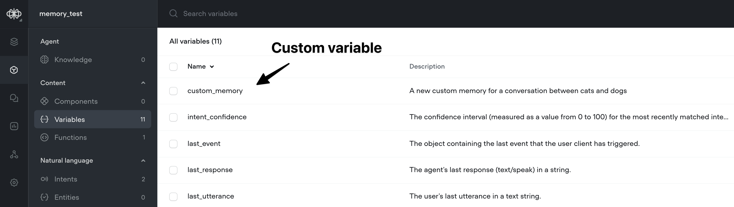 Defining a custom memory