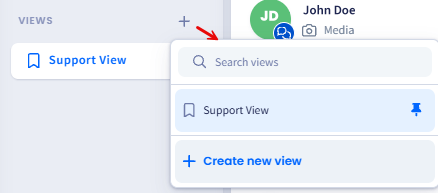 Screenshot of managing views