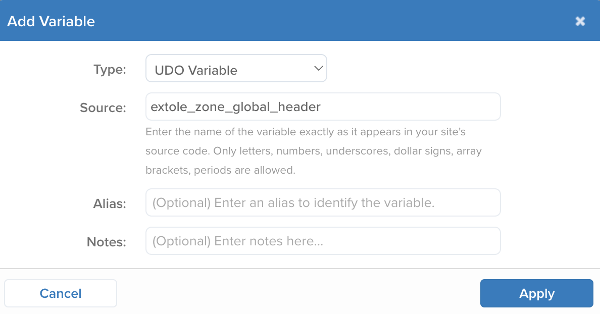 Adding a Global Header Zone to Mapped Variables in Tealium