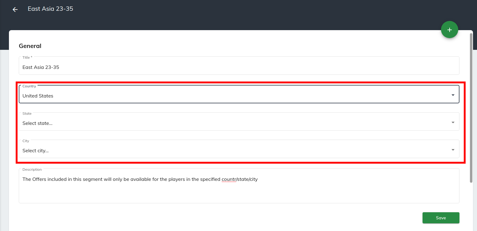 segment_location.png You can specify segment location using the three dropdown selectors. None of the the three are required parameters