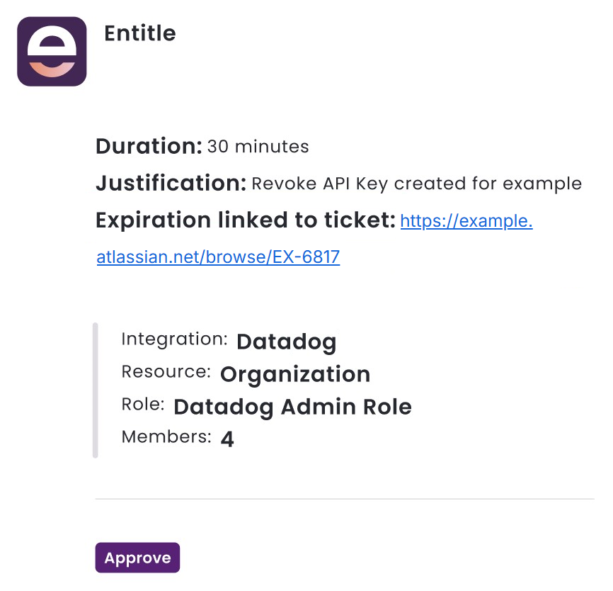 screenshot of example of slack message