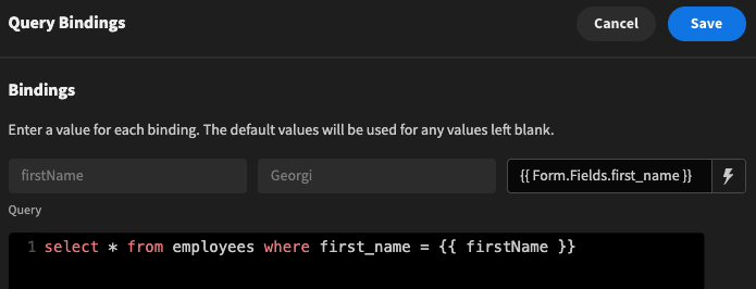 Passing the value from a 'first_name' form field into a SQL query