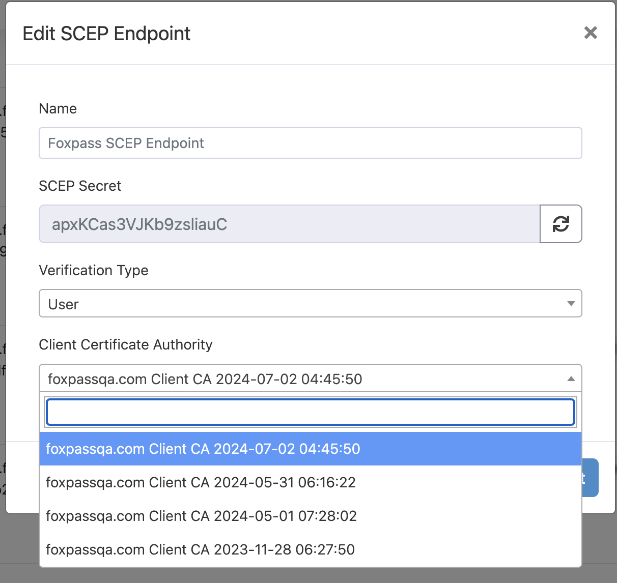 Edit the SCEP endpoint