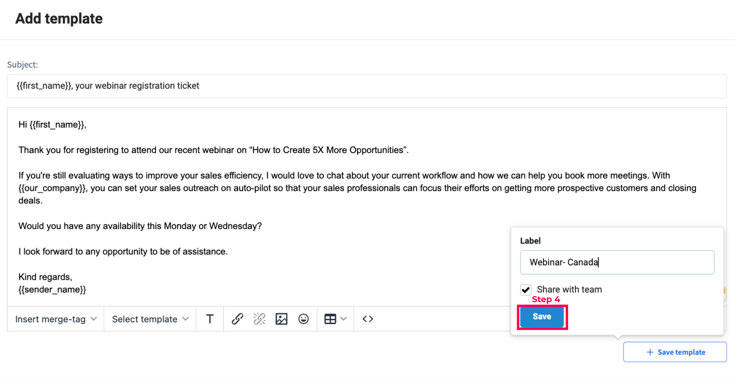 create email template using SmartReach