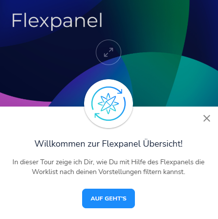 Start eines Übersichtsguides bezüglich des Flexpanels