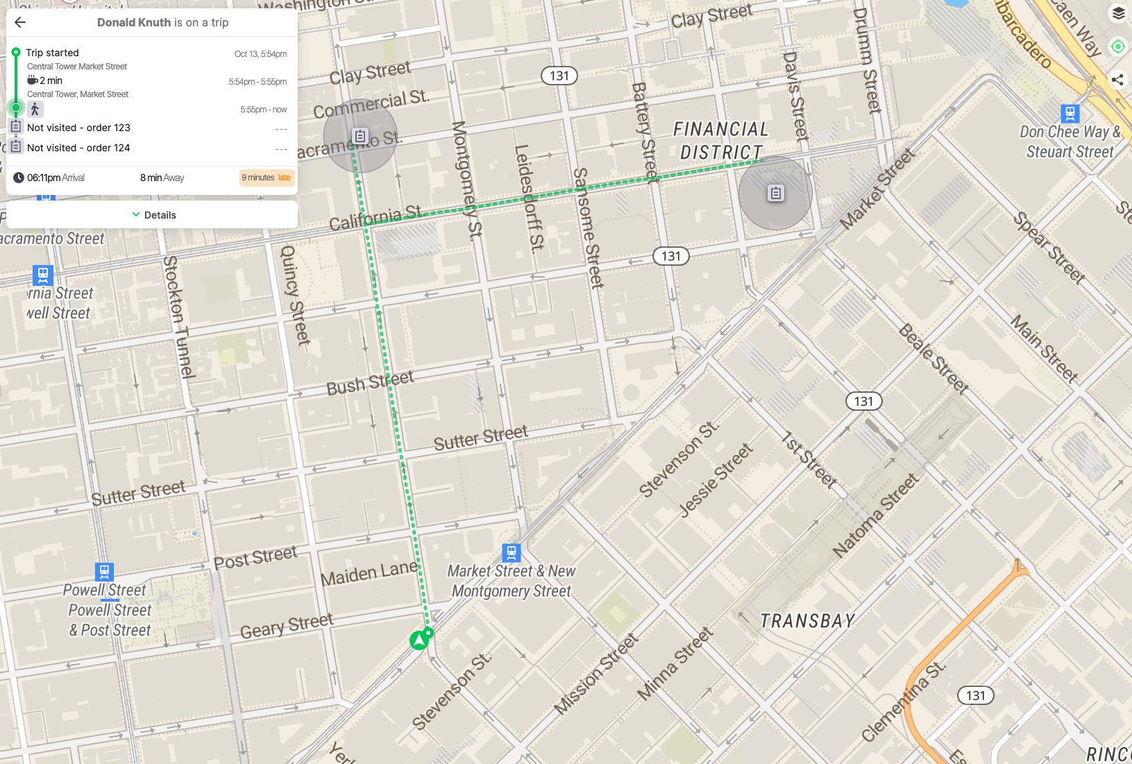 On-time route embed screenshot