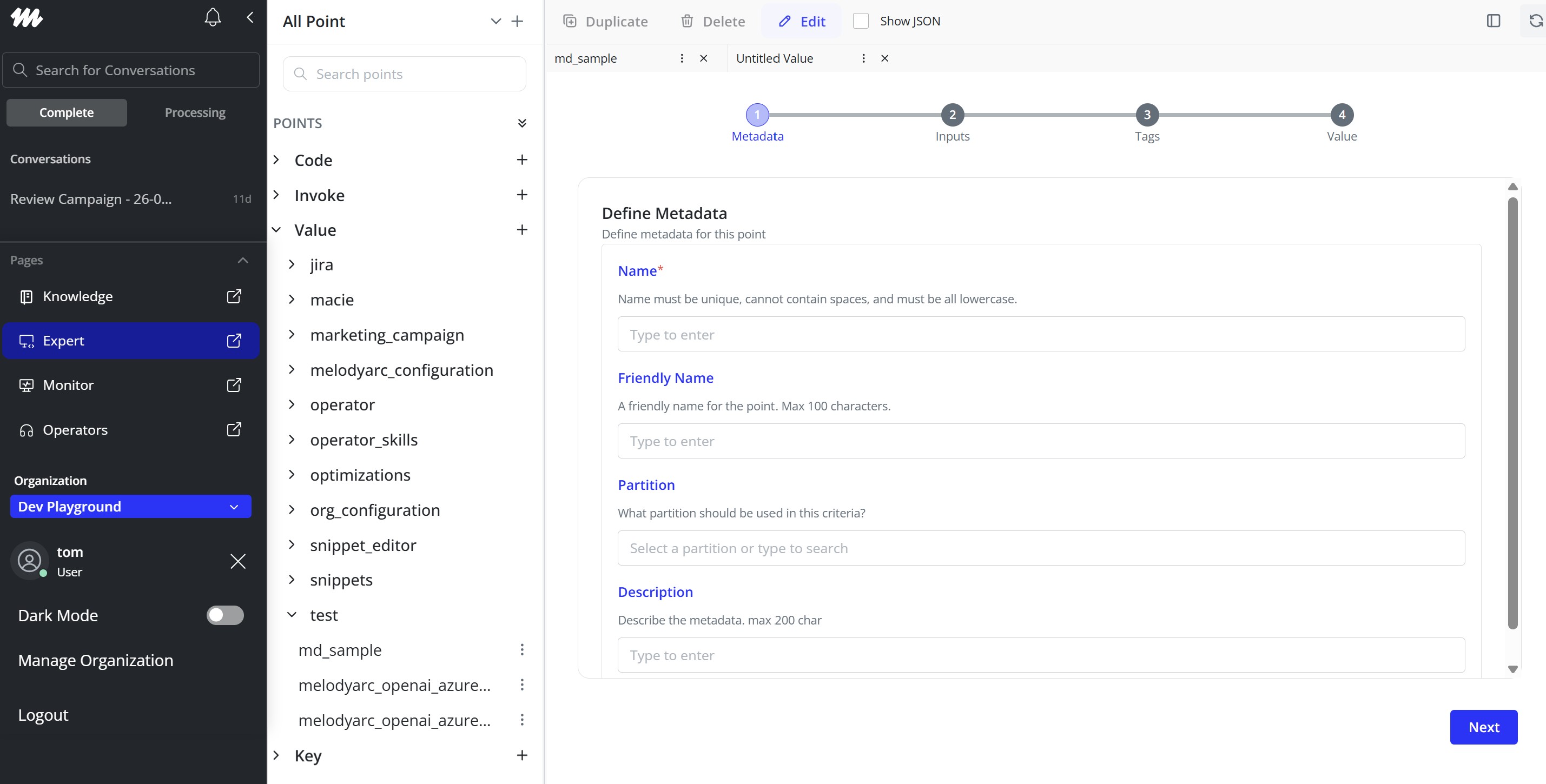 New point and point tree