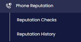 Screenshot of the Phone Reputation menu tabs