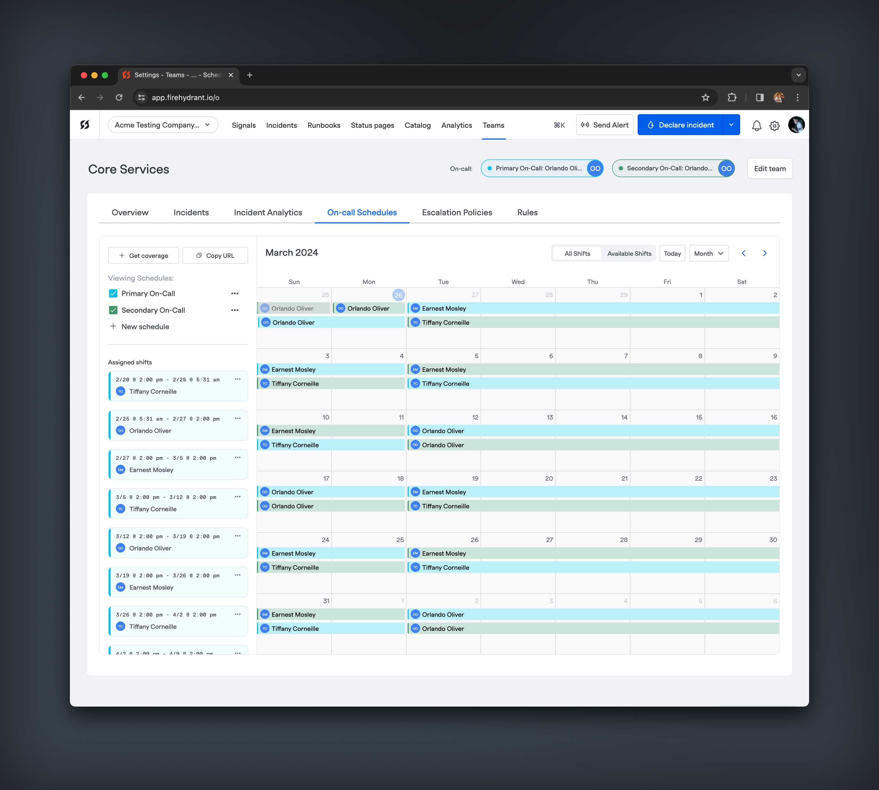 Create schedules to manage your on-call rotations