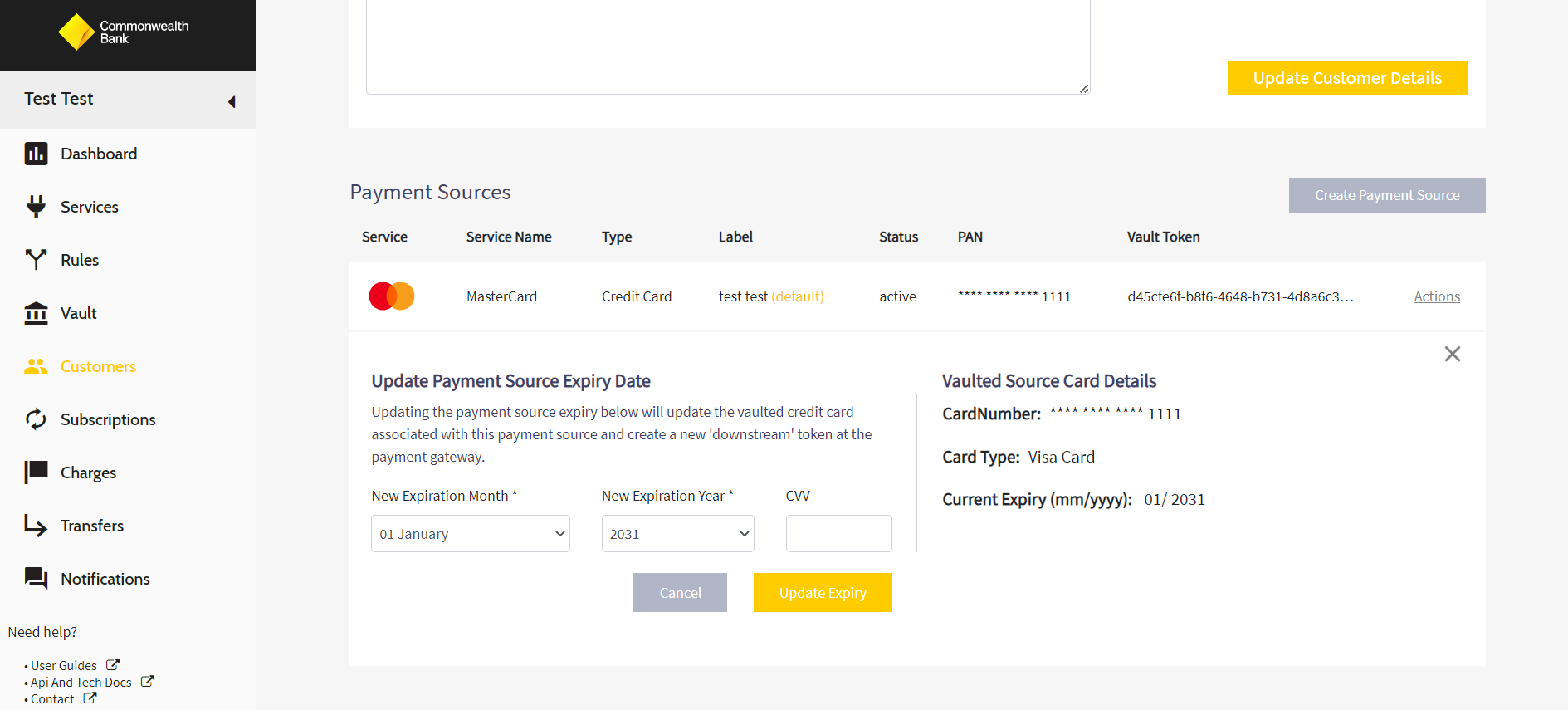 Update payment source expiry date