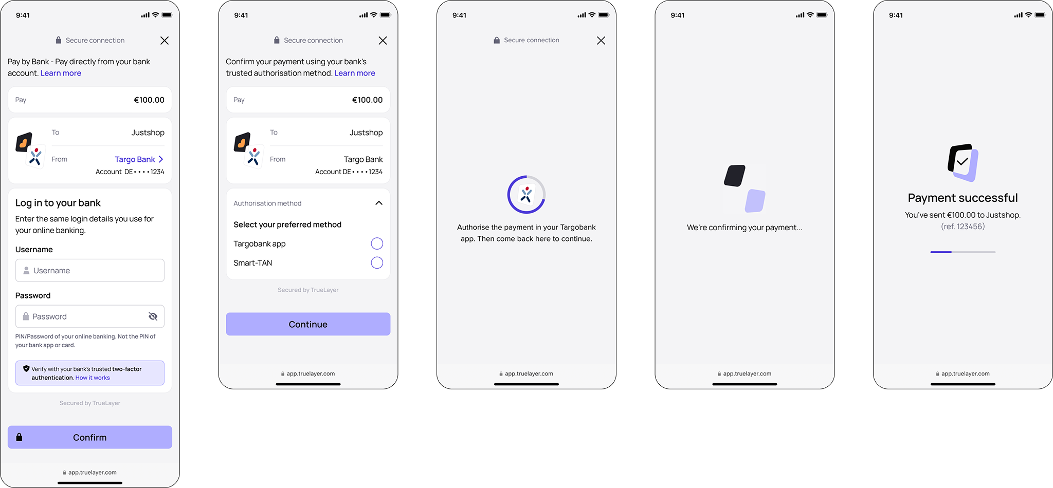 Embedded returning user flow for PIS only